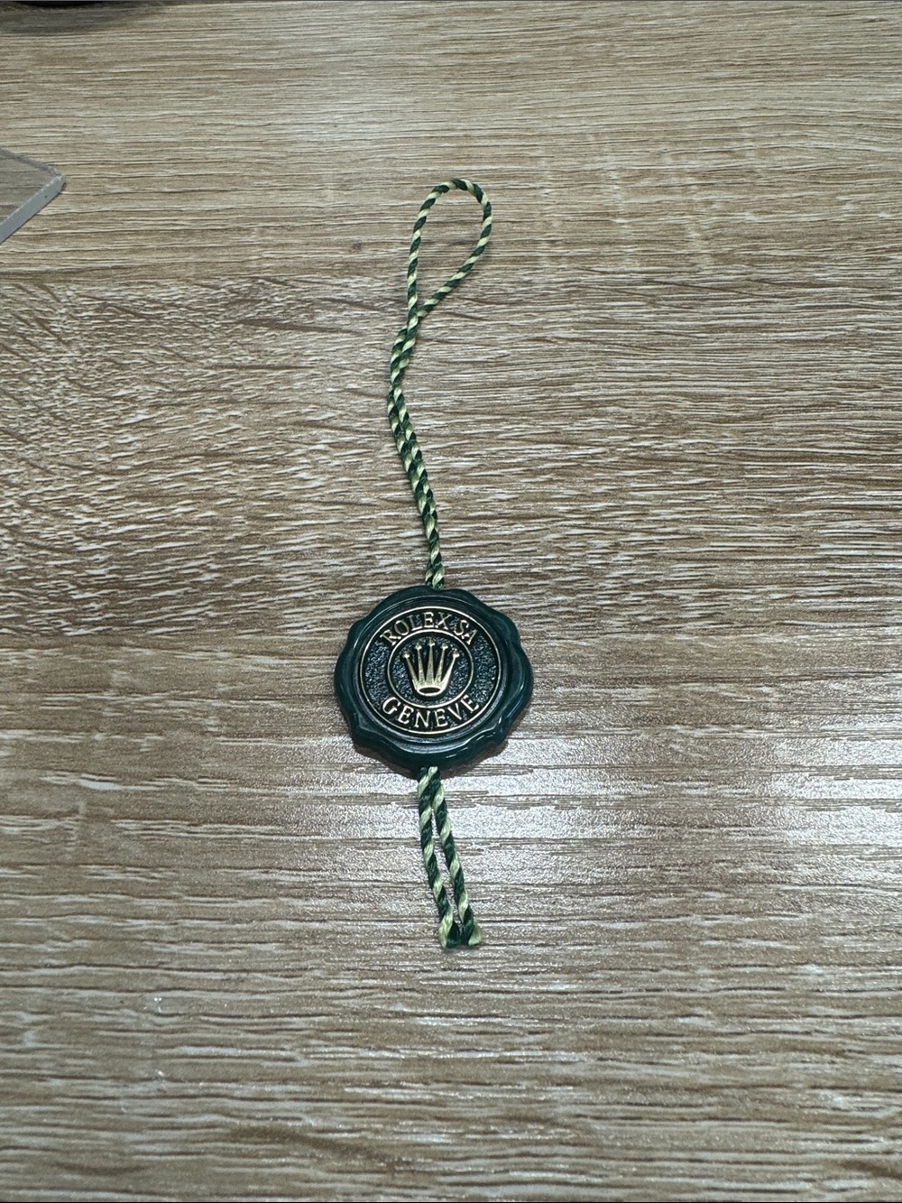 Rolex Green and Gold Braided Hang Tag